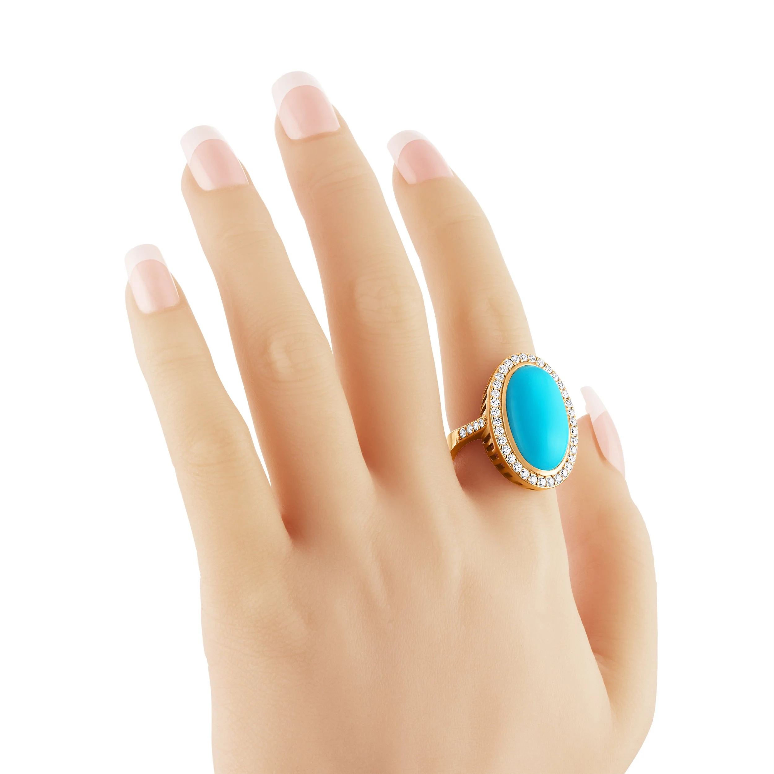 指輪・リング Sleeping Beauty Turquoise Ring Turquoise Crest Ring – Luxury Sleeping Beauty Turquoise & Diamond